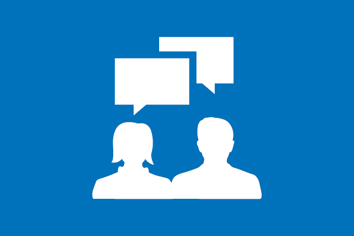 Icon of a woman and a man talking