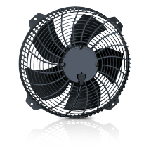 UnitCooler fan, almost frontal view, with reflection