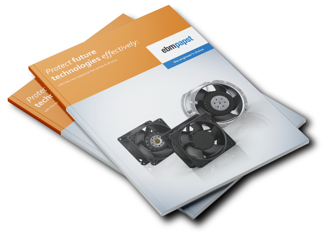 Two brochures entitled “Maximize performance even with sizes 630 and 710? Yes! AxiBlade – your ebm-papst solution”