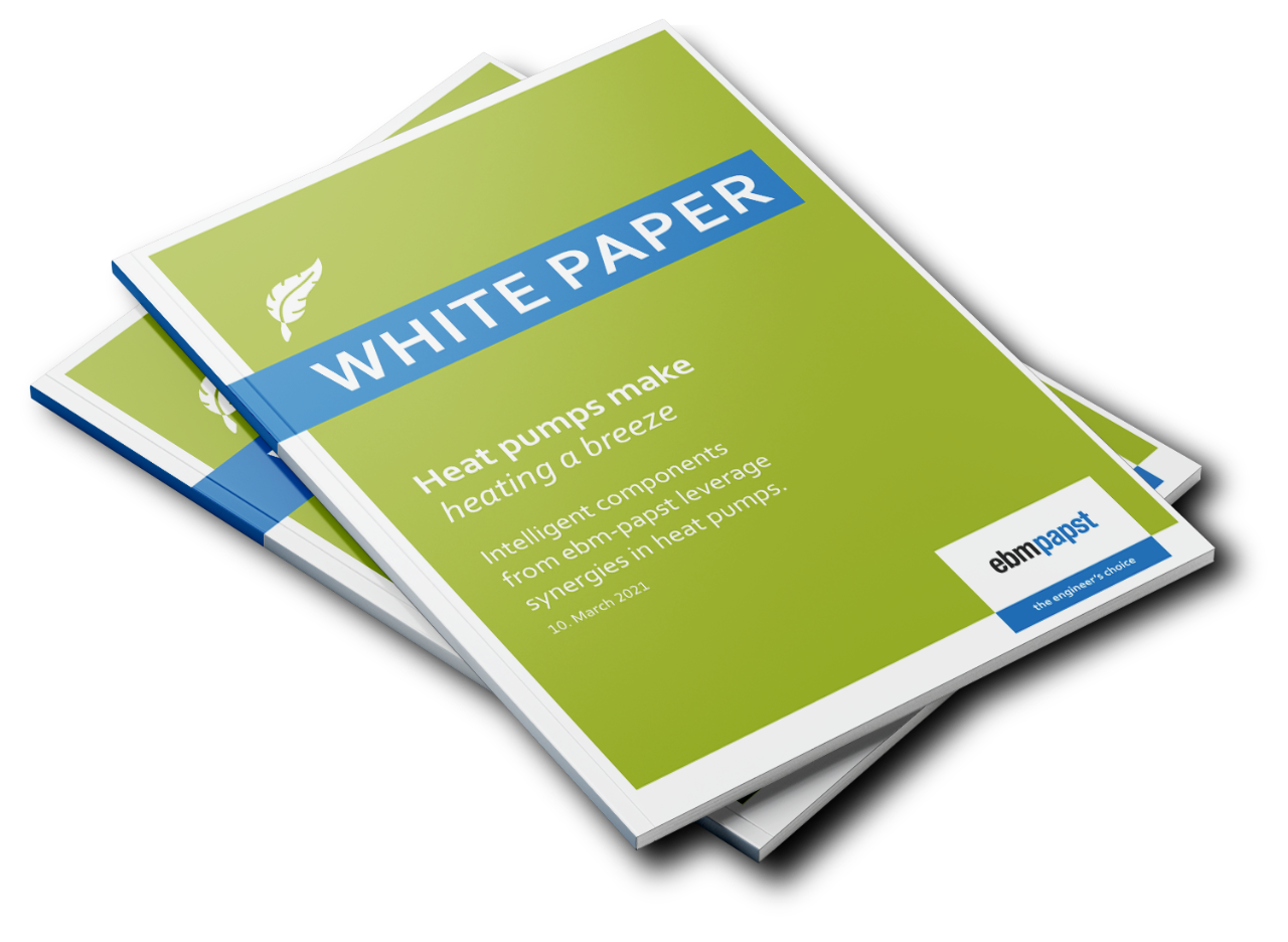 Zwei Broschüren mit dem Titel „Auch mit den Baugrößen 630 und 710 das Optimum herausholen? Yes! AxiBlade – Your ebm-papst solution“